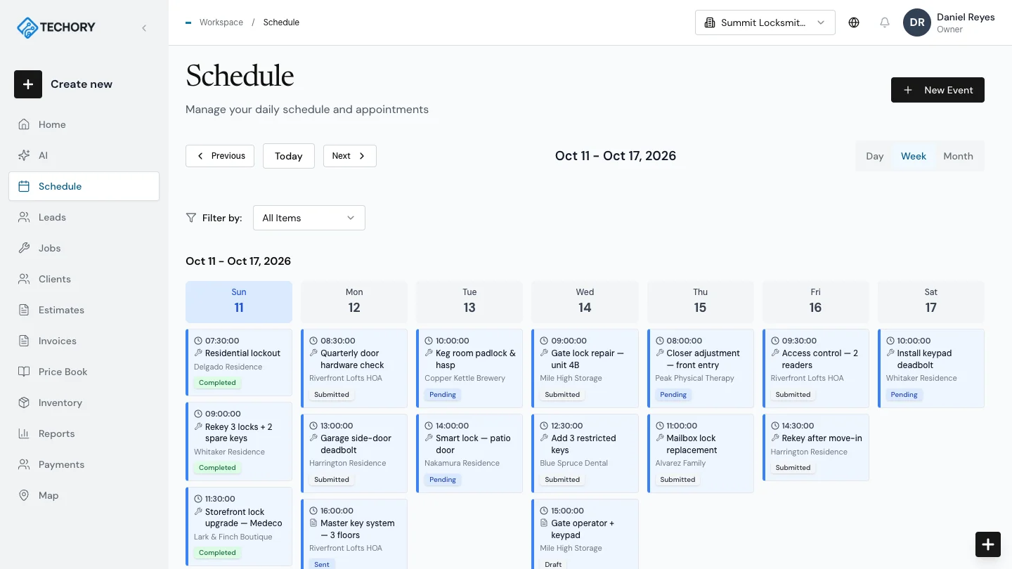 Techory — Job schedule